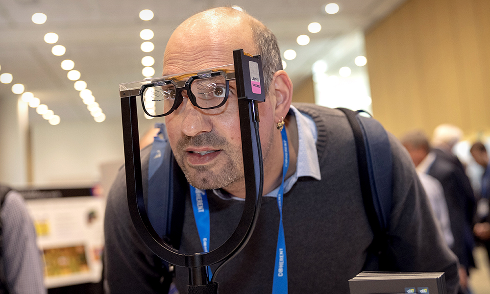 An SPIE attendee at the exhibition