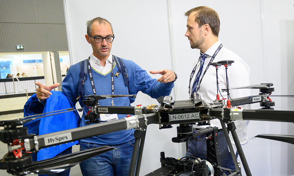 Attendees enjoying the SPIE Sensors + Imaging exhibition