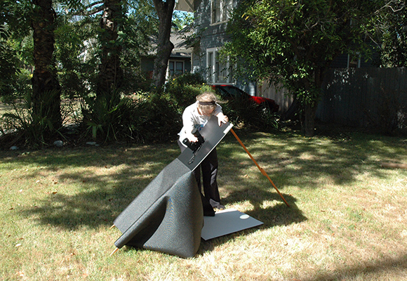 Cheryl Asbury prepares to view the Transit of Venus 