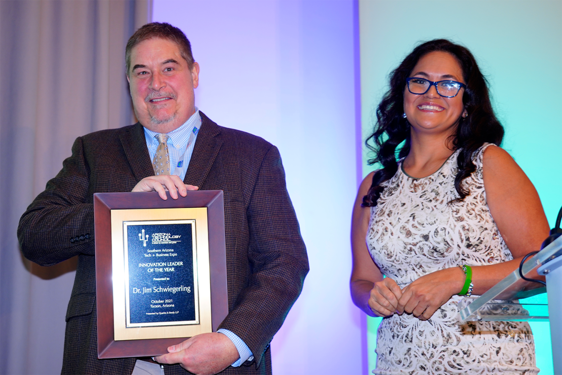 Left to right: Jim Schwiegerling and Karla Morales, Chairwoman of the Tucson Hispanic Chamber of Commerce