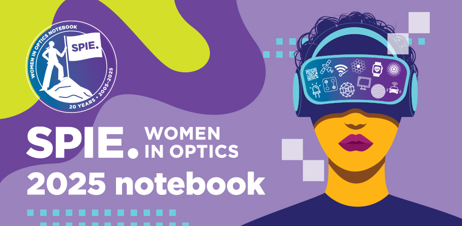 Cover of 2025 SPIE Women in Optics notebook. 