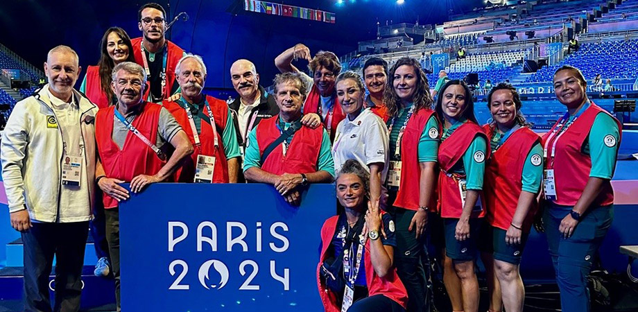 Babak Shadgan, sixth from left, with his 2024 Olympic wrestling medical team. 