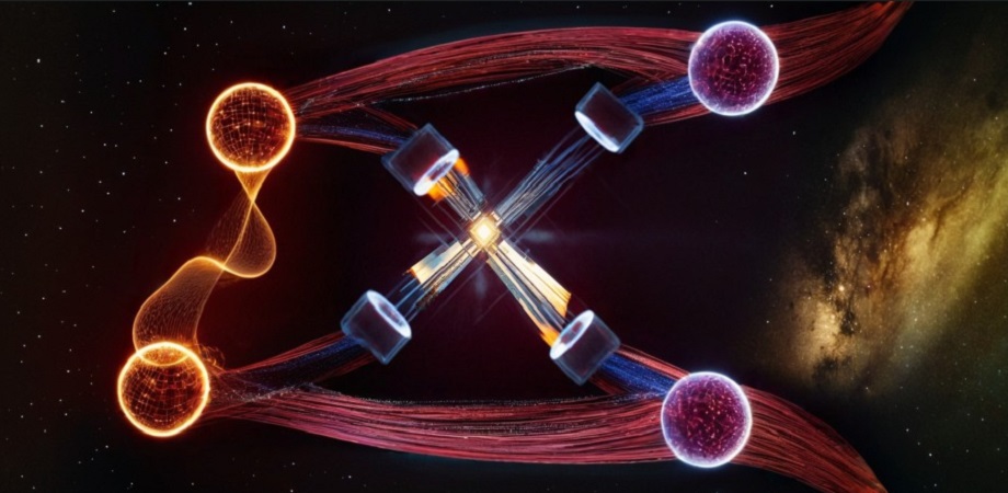 Artistic representation of the implemented photonic experiment