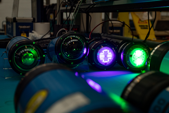 Ultraviolet and green BlueComm lihgts as used in the Nekton mission.